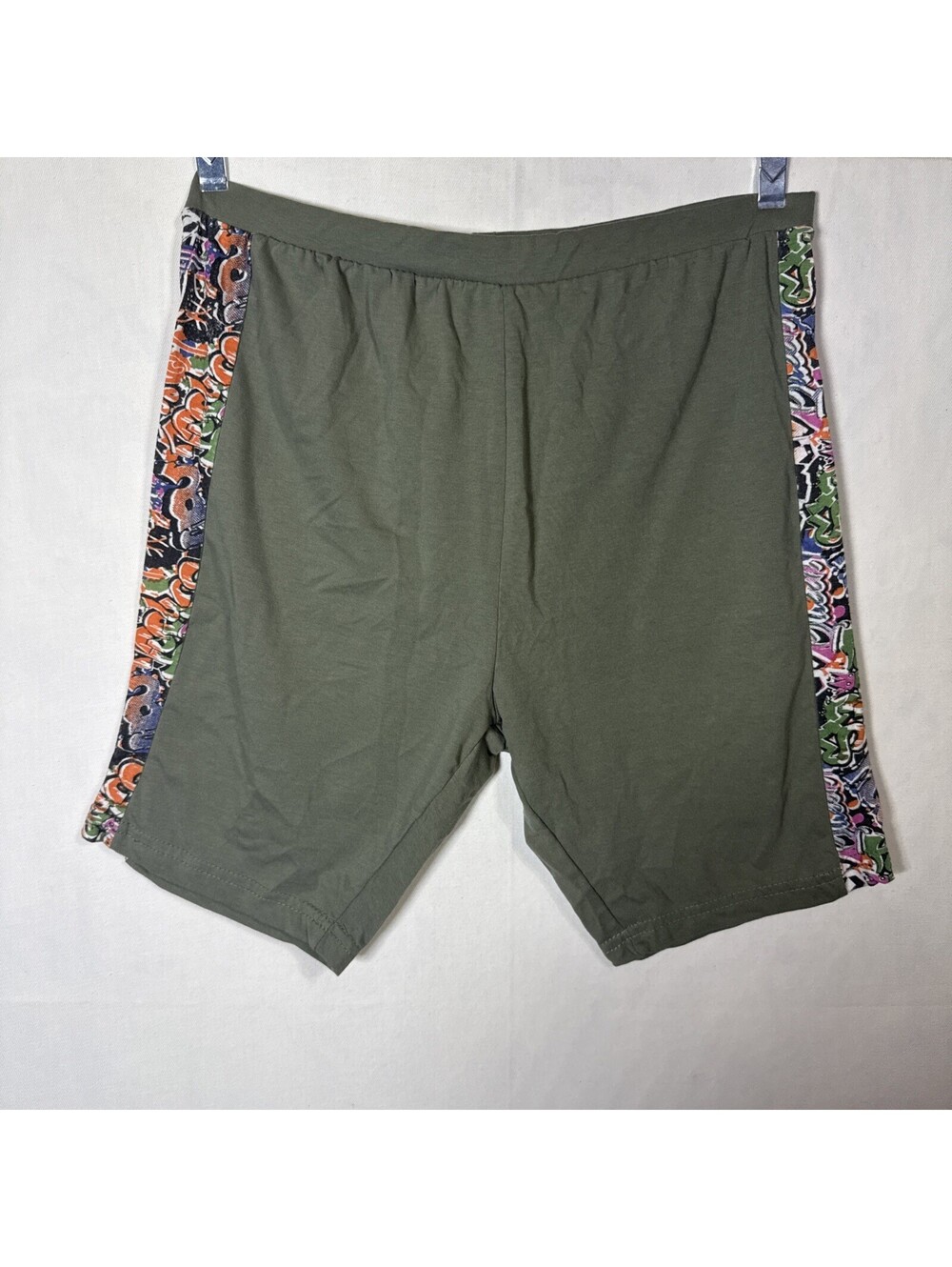 Love Love Love Womens Extra Large Olive Green Athletic Biker Shorts Stretch